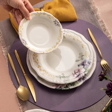 Emsan Flory Stoneware 24 Piece Dinner Set for 6 People - Emsan Jordan