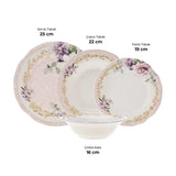 Emsan Flory Stoneware 24 Piece Dinner Set for 6 People - Emsan Jordan