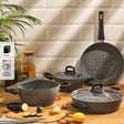 Emsan Lucca 7-Piece Cookware Set – Granite Coating, Gray-Blue - Emsan Jordan