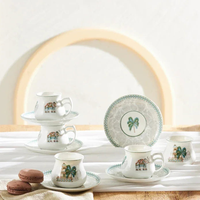 Emsan Tac Mahal 6-Person Porcelain Coffee Cup Set - Emsan Jordan