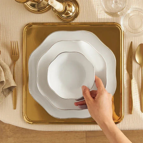 Emsan Lotus Fine Bone 18-Piece Dinner Set for 6 People - Gold - Emsan Jordan