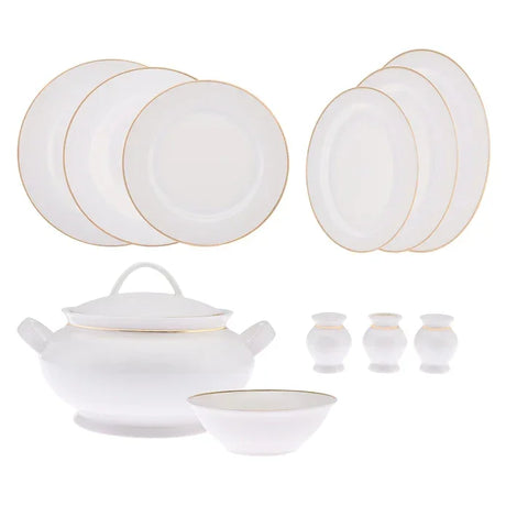 Emsan New Marly Porcelain 60-Piece 12-Person Round Dinner Set Gold - Emsan Jordan