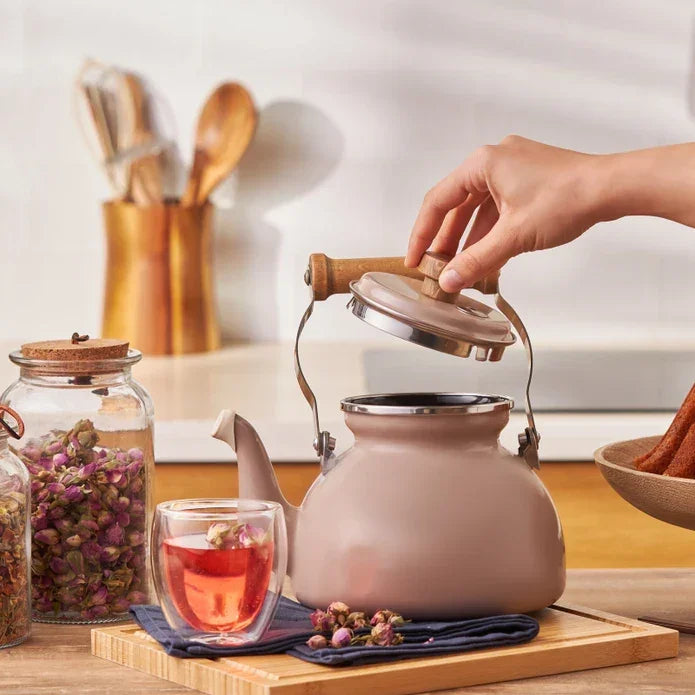 Emsan Royal Enamel Teapot – Taupe - Emsan Jordan