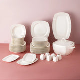 Emsan Bone New Begonia 12 Person Dinner Set 60 Pieces Half Square - Emsan Jordan