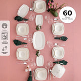 Emsan Bone New Begonia 12 Person Dinner Set 60 Pieces Half Square - Emsan Jordan