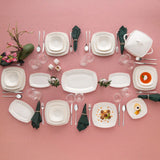 Emsan Bone New Begonia 12 Person Dinner Set 60 Pieces Half Square - Emsan Jordan