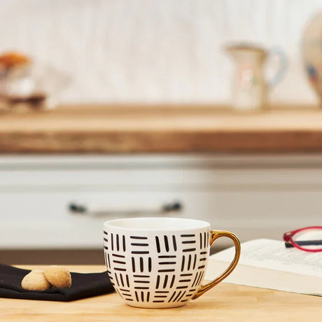 Emsan Shiny Lines New Bone Mug 450 ml Black - Emsan Jordan