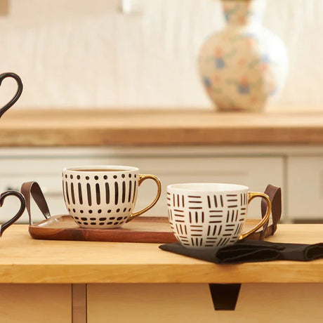 Emsan Shiny Lines New Bone Mug 450 ml Black - Emsan Jordan