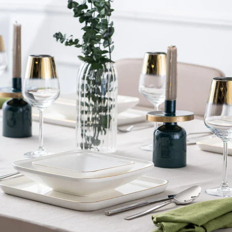 Istanbul Porselen Nadide 18 Piece 6 Person Square Dinner Set Gold - Emsan Jordan