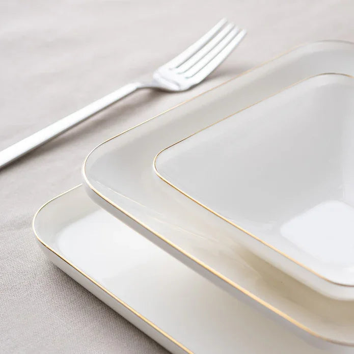Istanbul Porselen Nadide 18 Piece 6 Person Square Dinner Set Gold - Emsan Jordan