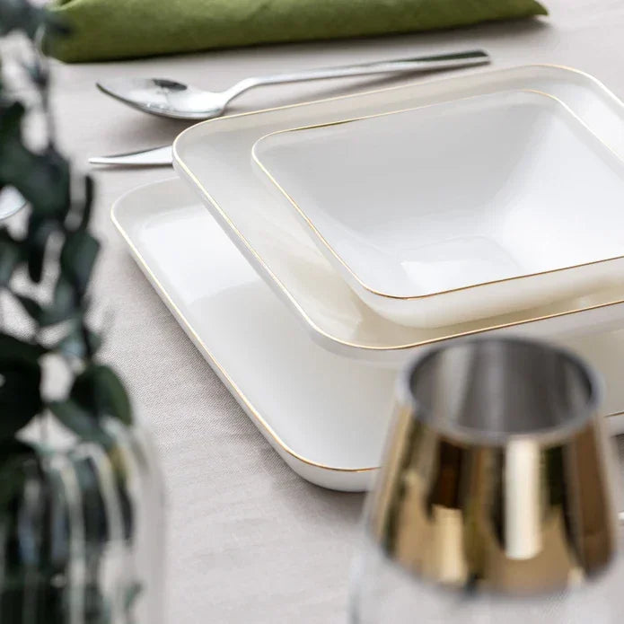 Istanbul Porselen Nadide 18 Piece 6 Person Square Dinner Set Gold - Emsan Jordan