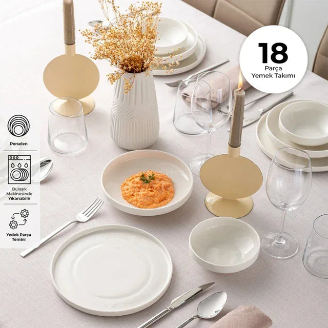 Istanbul Porcelain Akis 18 Piece Dinner Set for 6 People - Emsan Jordan