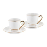 Istanbul Porcelain Semin 2-Person Double Coffee Cup Set Gold 140 ml - Emsan Jordan