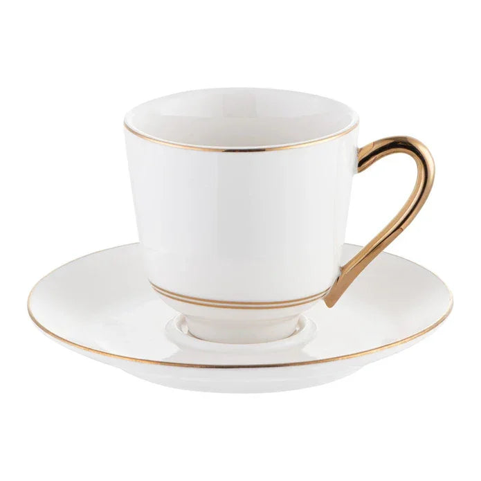 Istanbul Porcelain Semin 2-Person Double Coffee Cup Set Gold 140 ml - Emsan Jordan