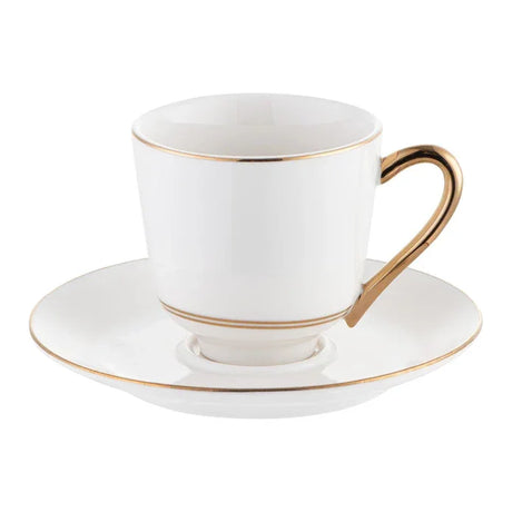 Istanbul Porcelain Semin 2-Person Double Coffee Cup Set Gold 140 ml - Emsan Jordan