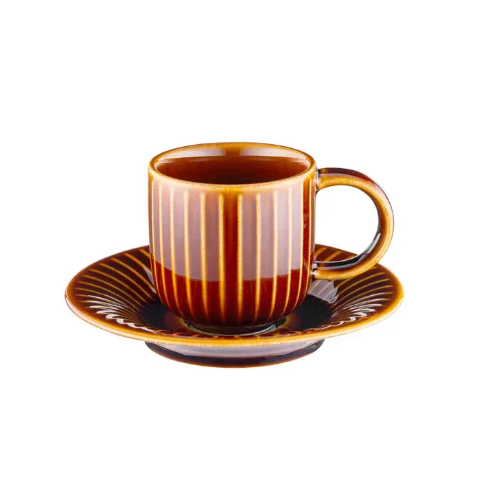Istanbul Porcelain Lev 6-Person Coffee Cup Set Brown 90 ml - Emsan Jordan