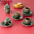 Istanbul Porcelain Lev 6-Person Coffee Cup Set Green 90 ml - Emsan Jordan