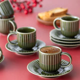 Istanbul Porcelain Lev 6-Person Coffee Cup Set Green 90 ml - Emsan Jordan