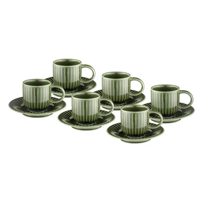 Istanbul Porcelain Lev 6-Person Coffee Cup Set Green 90 ml - Emsan Jordan