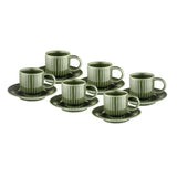 Istanbul Porcelain Lev 6-Person Coffee Cup Set Green 90 ml - Emsan Jordan