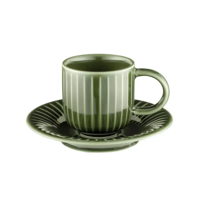 Istanbul Porcelain Lev 6-Person Coffee Cup Set Green 90 ml - Emsan Jordan