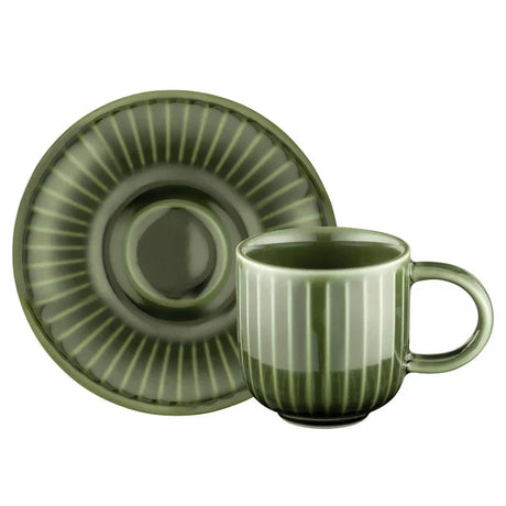 Istanbul Porcelain Lev 6-Person Coffee Cup Set Green 90 ml - Emsan Jordan