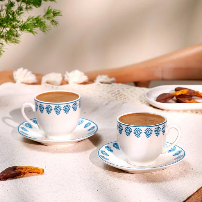 Emsan Sierra New Bone 2-Person Coffee Cup Set 90 ml Blue - Emsan Jordan