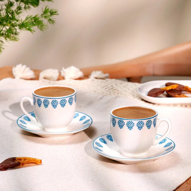 Emsan Sierra New Bone 2-Person Coffee Cup Set 90 ml Blue - Emsan Jordan