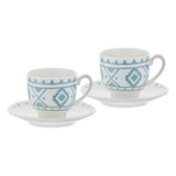 Emsan Ethnic Azur New Bone 2-Person Coffee Cup Set 90 ml Blue - Emsan Jordan
