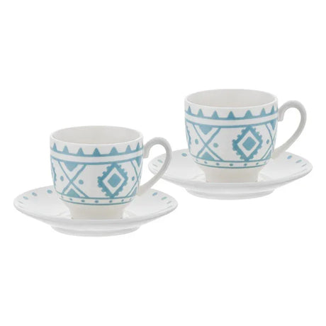 Emsan Ethnic Azur New Bone 2-Person Coffee Cup Set 90 ml Blue - Emsan Jordan