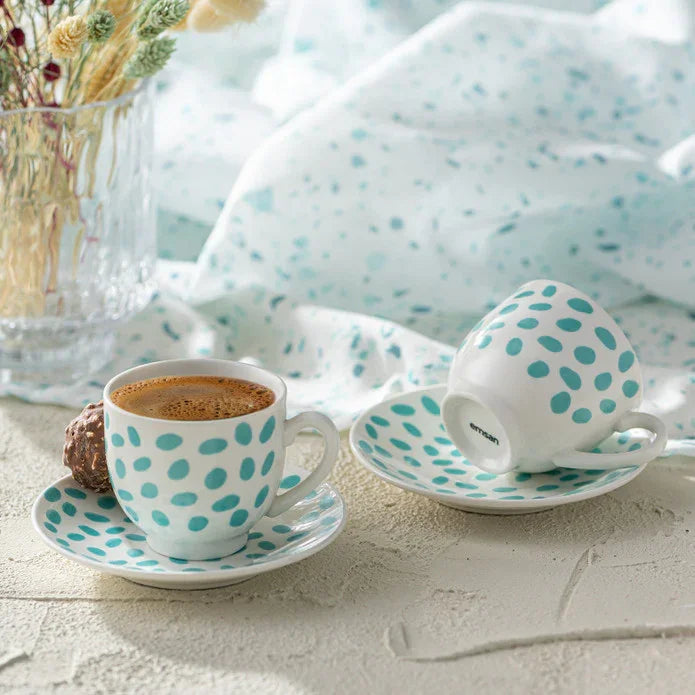 Emsan Eugeine New Bone 2-Person Coffee Cup Set 90 ml Green - Emsan Jordan