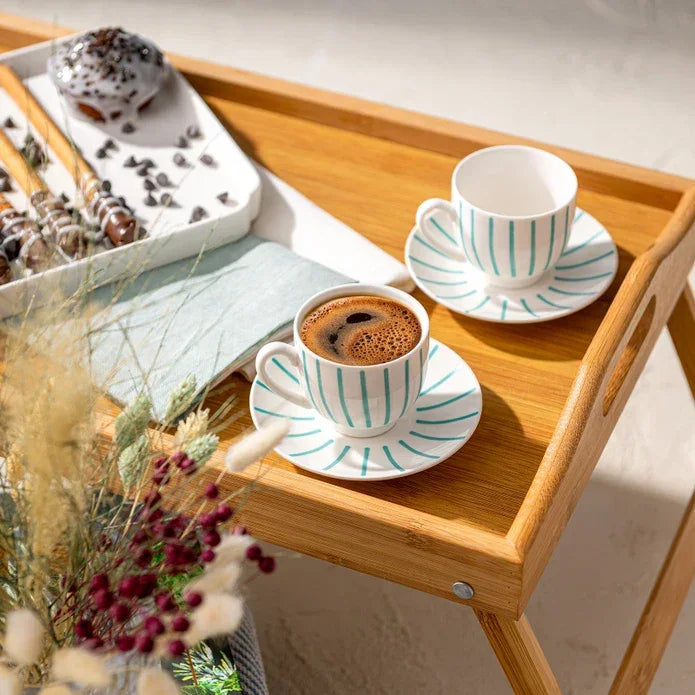 Emsan Mathilda New Bone 2-Person Coffee Cup Set 90 ml Green - Emsan Jordan