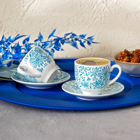 Emsan Deep Azur New Bone 2-Person Coffee Cup Set 90 ml Blue - Emsan Jordan