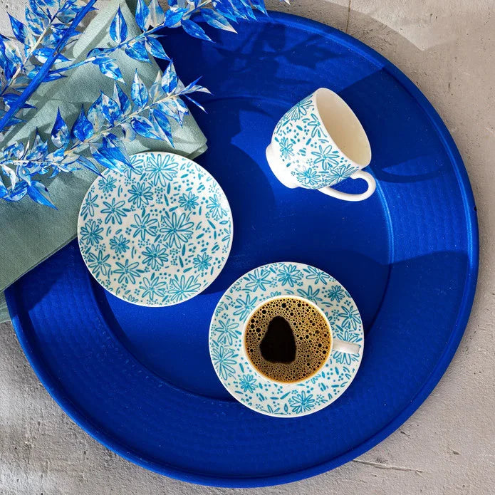 Emsan Deep Azur New Bone 2-Person Coffee Cup Set 90 ml Blue - Emsan Jordan