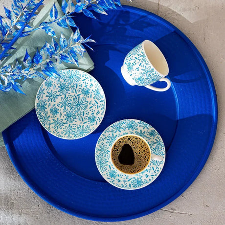 Emsan Deep Azur New Bone 2-Person Coffee Cup Set 90 ml Blue - Emsan Jordan