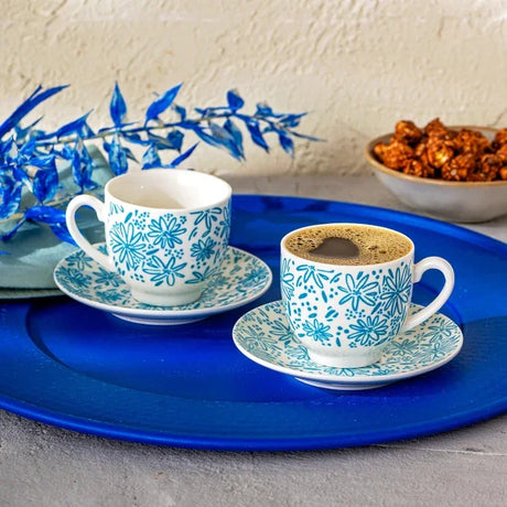 Emsan Deep Azur New Bone 2-Person Coffee Cup Set 90 ml Blue - Emsan Jordan