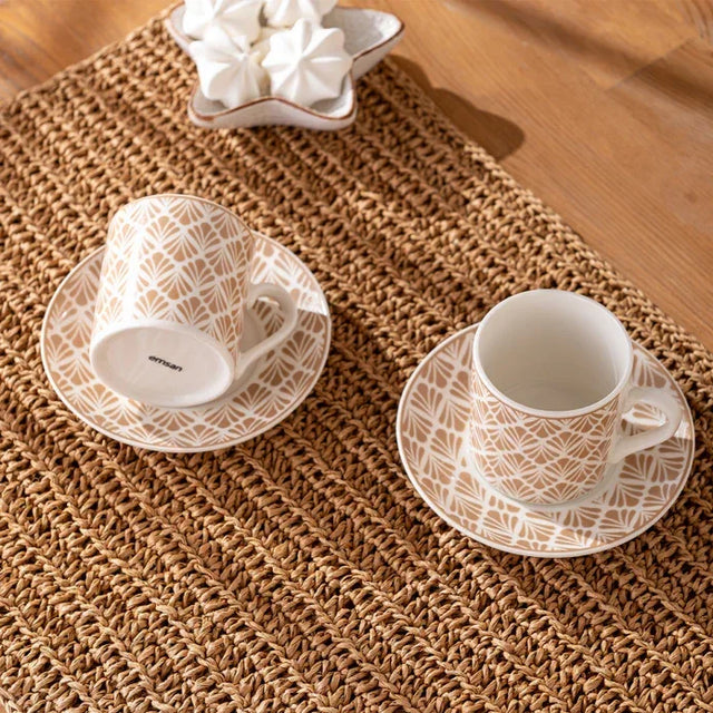 Emsan Wavy New Bone 2-Person Coffee Cup Set 90 ml Beige - Emsan Jordan