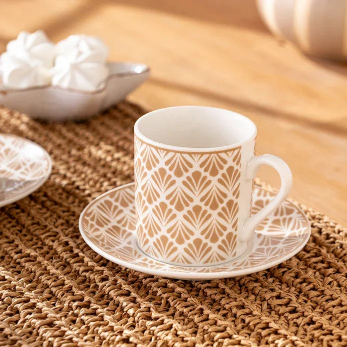 Emsan Wavy New Bone 2-Person Coffee Cup Set 90 ml Beige - Emsan Jordan