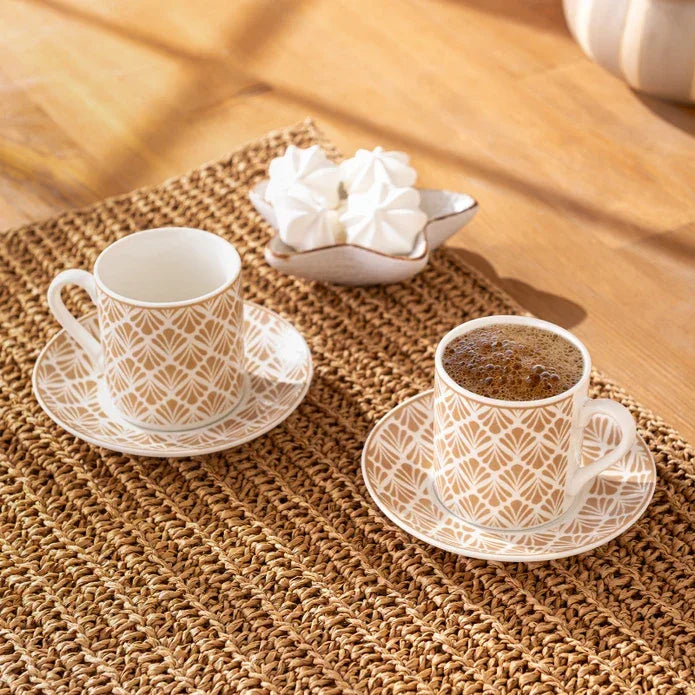 Emsan Wavy New Bone 2-Person Coffee Cup Set 90 ml Beige - Emsan Jordan