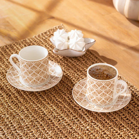 Emsan Wavy New Bone 2-Person Coffee Cup Set 90 ml Beige - Emsan Jordan