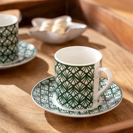 Emsan Overland New Bone 2-Person Coffee Cup Set 90 ml Green - Emsan Jordan