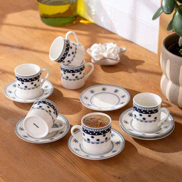 Emsan Ethnic Mix New Bone 6-Person Coffee Cup Set 90 ml - Emsan Jordan