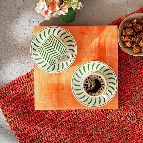 Emsan Albert New Bone 2-Person Coffee Cup Set 90 ml Green - Emsan Jordan