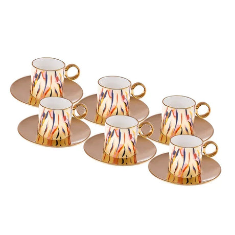 Istanbul Porcelain Ahenk 6-Person Coffee Cup Set 90 ml - Emsan Jordan
