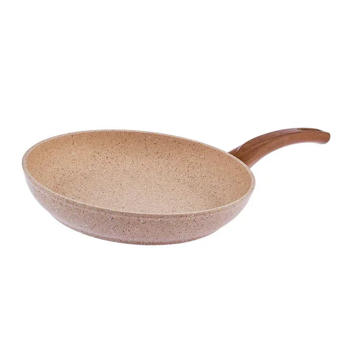 Emsan Jordan beige speckled nonstick frying pan with wooden handle for Turkish kitchenware