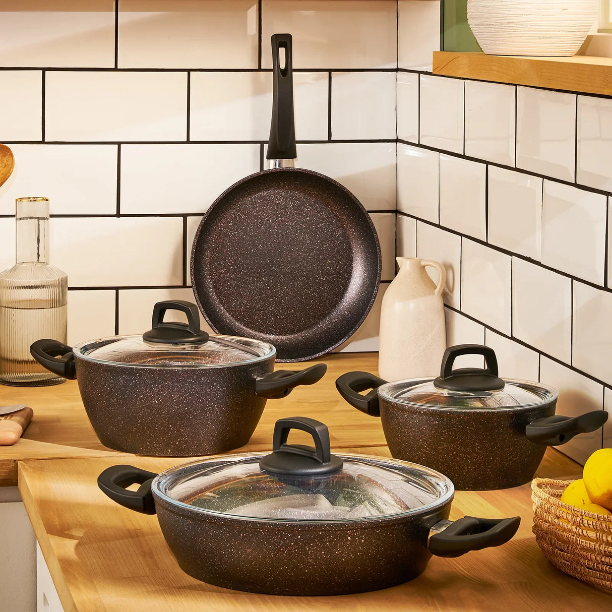 Emsan Star 7-Piece Cookware Set – Granite Coating - Emsan Jordan