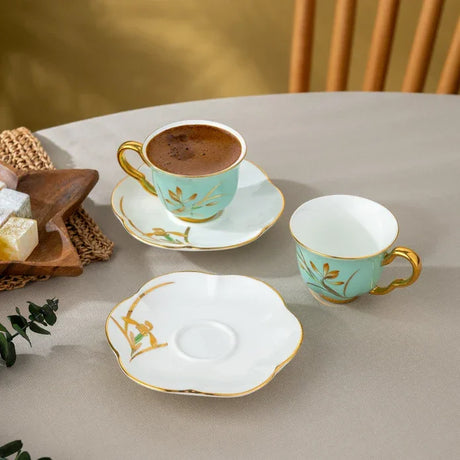 Istanbul Porcelain Berin 2-Person Coffee Cup Set Green 90 ml - Emsan Jordan