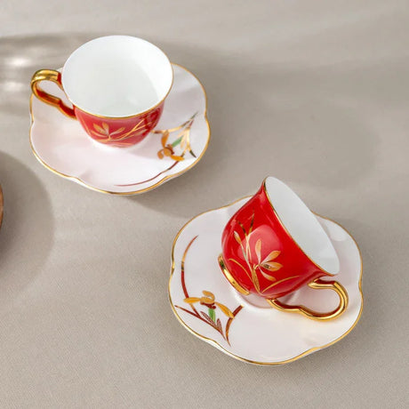Istanbul Porcelain Berin 2-Person Coffee Cup Set Red 90 ml - Emsan Jordan