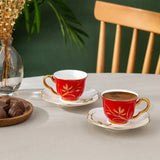 Istanbul Porcelain Berin 2-Person Coffee Cup Set Red 90 ml - Emsan Jordan