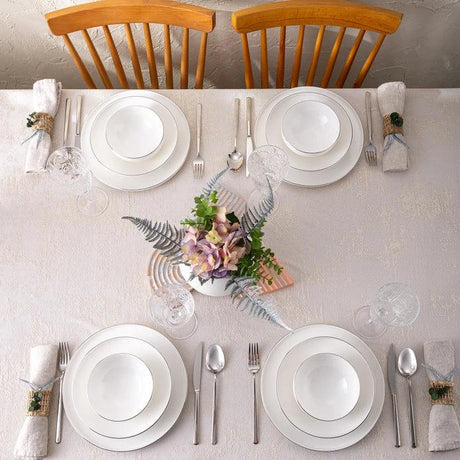 Emsan Fine Bone Freya 18-Piece Round Dinner Set Platinum for 6 People - Emsan Jordan